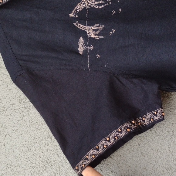 Lemon Grass Black Embroidered Button-up Shirt L - Picture 4 of 10